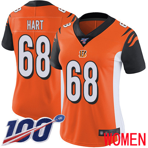 Cincinnati Bengals Limited Orange Women Bobby Hart Alternate Jersey NFL Footballl #68 100th Season Vapor Untouchable->women nfl jersey->Women Jersey